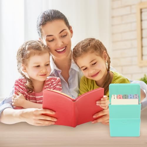 H4D 3x5 Index Card Holder with 100 Index Cards and 25 Dividers, Mint Green | 3x5 Inch Plastic Box, Heavyweight 3x5 Index Cards, Plastic 3x5 Index Card Dividers, Snap Closure Lid - color: Mint Green, size: 3"x5"