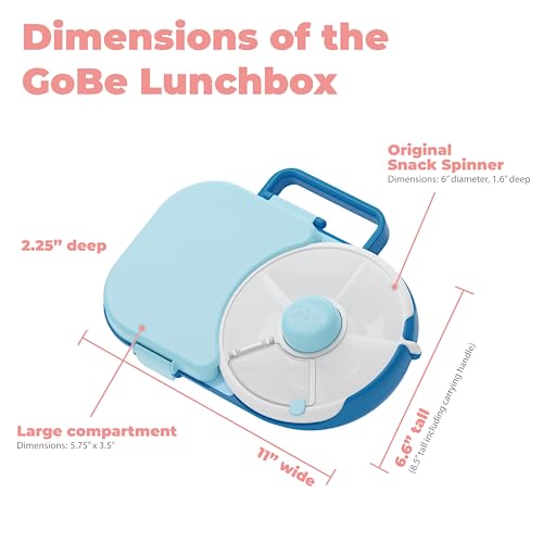 GoBe Kids Lunchbox with Small Snack Spinner Flip - Bundle with Hand Strap & Sticker Sheet, 2-in-1 Bento Style Lunch Container, 5 Small +1 Large Sandwich Compartment, BPA & PVC Free - Taro Purple - color: Taro Purple
