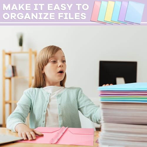 Henoyso 18 Pcs Plastic Folder with Clear Front Pocket and 3 Prong Plastic Folders with Card Slot Pocket Folders with Prongs for School Office (Pastel) - color: Pastel