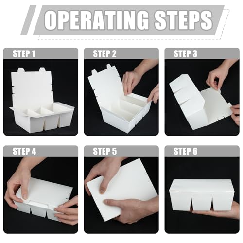 30 Pack 3 Compartment Paper Take Out Food Containers, 7.5x5.4x2.6" White Take Out Boxes, Disposable To Go Container Take Out Containers, Greaseproof Paper Bento Box Takeout Lunch Boxes with Lid - color: White-Flip Top