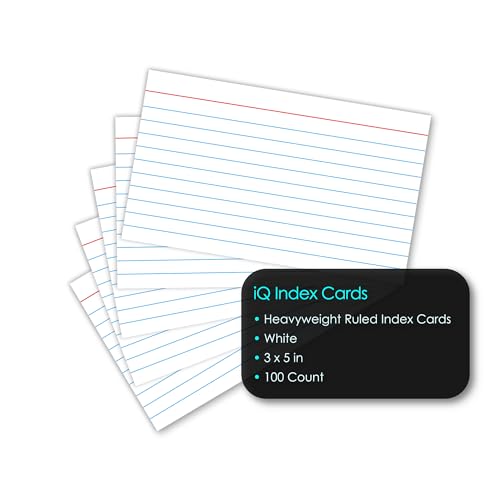 iScholar Index Cards, White, Ruled, 3 x 5 Inches, 100 Card Pack (03501) - color: Ruled