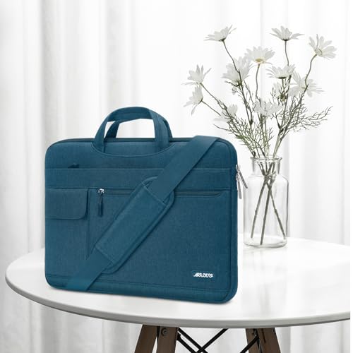 MOSISO Laptop Shoulder Bag Polyester Flapover Briefcase Sleeve Case | Compatible with MacBook Air/Pro,13-13.3 inch Notebook,Compatible with MacBook Pro 14 inch M5 M4 M3 M2 M1 2026, Deep Teal - color: Deep Teal, size: 13.3 inch