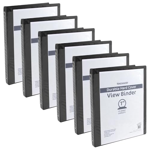 Trail Maker 1 inch Binders (50 Pack),3 Ring Hardcover Binders in Bulk with Clear View Cover, Pockets for Classroom, Office, Portfolios | Bulk School, Teacher, Office Supplies (Black Only Pack) - color: Black Only Pack