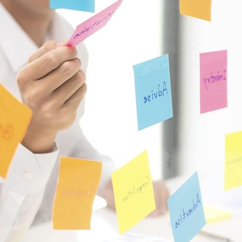 Dzrige Sticky Notes Self-Stick Notes Sticky Note Pads Bulk Bright Color Sticky Notes for Office, Meeting, Notebook, School, Home Supplies, 3x3 Inches 8 Pads 400 Sheets