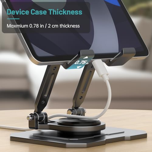 iPad Stand Tablet Holder for Desk,360° Rotation Metal Base Dual Rod Adjustable Height Holder,Compatible with 4.7-15.9" iPad Pro/Air/Mini,eReader,LG Pads,Nexus,Switch,iPhone Pro/Max/Air/Plus