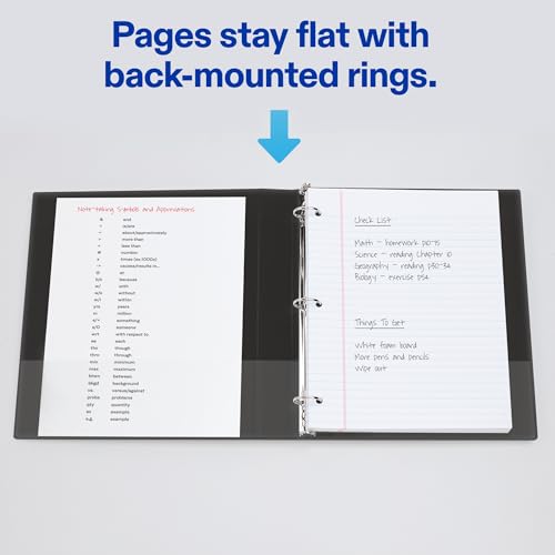 Avery® Mini Durable View 3 Ring Binder, Holds 5.5" x 8.5" Paper, 1" Round Rings, 175-Sheet Capacity, 1.4 Inch Wide Spine, 1 White Binder, Great for Home, School Supplies, Office, and More (17116) - size: 1"