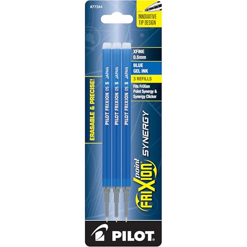 Pilot FriXion Point Erasable Gel Ink Refills, Extra Fine Point, 0.5mm, Blue Ink, 12 Refills