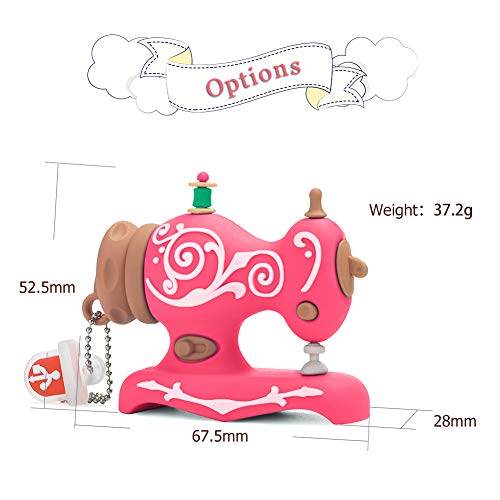 BorlterClamp 32GB USB Flash Drive Cute Cartoon Sewing Machine Model Memory Stick, Gift for Students and Children (Rose Red) - color: 32GB rose red