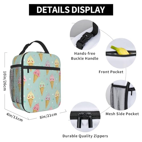 Insulated Lunch Box for Kids Boys Girls, Reusable Lunch Bag for School, Office, Work, Picnic, Travel, Ice Cream Cones Lunch Box - color: lunch box 105