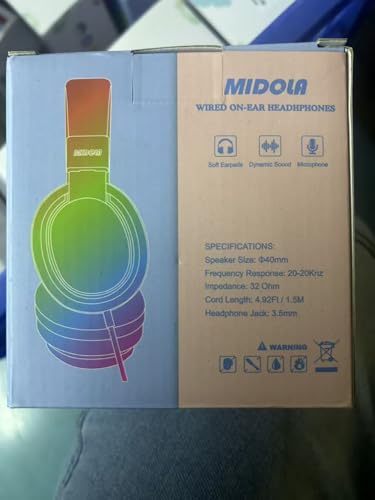 MIDOLA Kids Headphones for School Learning,Volume Limited 85/94dB, Foldable Lightweight Over-Ear Wired Headphones for Kids Toddler Girls Boys 3.5mm for Pad,Headsets with Built-in Mic Purple - color: Purple
