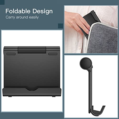 JETech Foldable Tablet Stand for 4-11" Tablets and Phones, Black | Adjustable Portable Desktop Holder, Foldable Dock for iPad/iPad Pro/Air/Mini, Galaxy Tab A8/A7 Lite/A7/S8/S7, Kindle, etc - color: Black