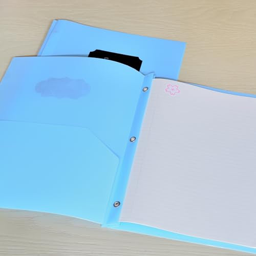 Youngever 6 Pack Heavy Duty Plastic Two Pocket Folders with 3 Prongs, Metal Prongs Fastener, Heavy Duty Plastic 2 Pocket Folder (Light Blue) - color: Light Blue