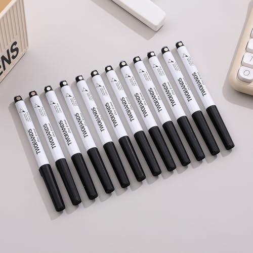 TWOHANDS Magnetic Dry Erase Markers Ultra Fine Tip,Extra Fine Point Black,Thin Whiteboard Markers With Erase for Office,Home or Planning Whiteboard,0.7mm,Low Odor,12 Count,20666 - style: Magnetic Black