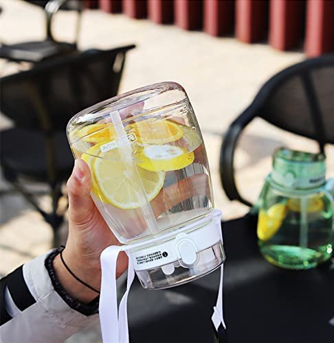 Clear Water Bottles with Straw 45oz Large Water Jug for Schools/Adults Aesthetic Girls Water Bottles for Gym/Sport/Motivational White Reusable Water Bottle - color: White