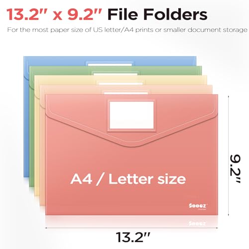 Sooez 10Pack Plastic Envelopes, Plastic File Folder, Folders for Documents Retro Colors, Super Heavyweight Document Holder, Storage Pouches, File Envelopes for School Office Supplies - style: Retro