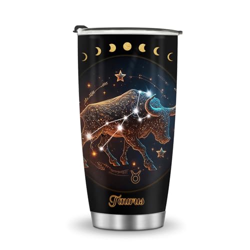 Horoscope Taurus 20oz Insulated Tumblers Mug Cup Gifts for Birthday Boys Girls Men Women Son Daughter Travel Essentials Accessories Must Have Cold Iced 20oz - color: Taurus-652