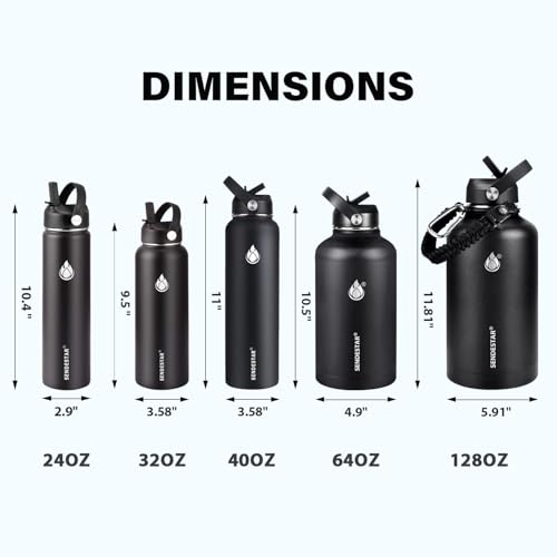 Insulated Water Bottle 64 oz, Triple Wall Vacuum Stainless Steel Water Bottles (Cold for 48 Hrs), Leak Proof & Non-BPA, Half Gallon Water Flask Jug Wide Mouth Straw Lid & Spout Lid - color: Day&Night-A, size: 64 Ounces
