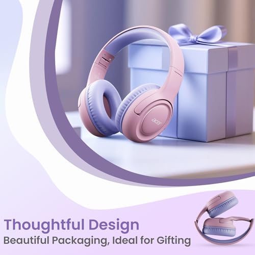acer Kids Headphones - Over-Ear 85/94dB Volume Limiter 3.5mm Jack Foldable Stereo Sound Headset for Toddlers Girls Boys Travel Learning Entertainment Tablet Kindle iPad PC,Pink Purple, HK03 - color: Pink Purple