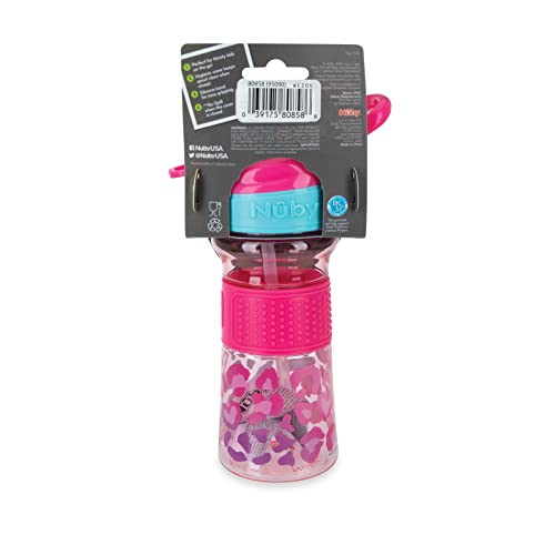 Nuby Thirsty Kids Flip-It No-Spill Toddler Sippy Cup with Soft Spout - 12 oz - 18+ Months - Pink Leopard - Back to School Essentials - color: Pink Leopard, size: 12 Ounces