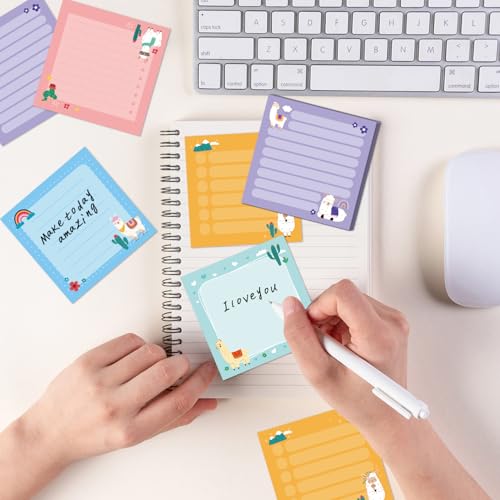 Alpaca Sticky Notes Gifts, 9 Pack Colorful Llama Notepads 3x3 Inch, Mexican Camel Self-Stick Memo Pad Office School Supplies Gifts for Women Men (450 Sheets) - style: Alpaca