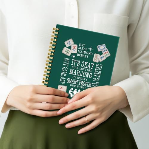Mahjong Lover Gifts Notebook Journal 5.5x8.3, Funny Mahjong Notebook Gifts for Women Mah Jong Lovers Players, Mah Jong Accessories Journals, Hardcover Spiral Notebooks for Note Taking - color: 1