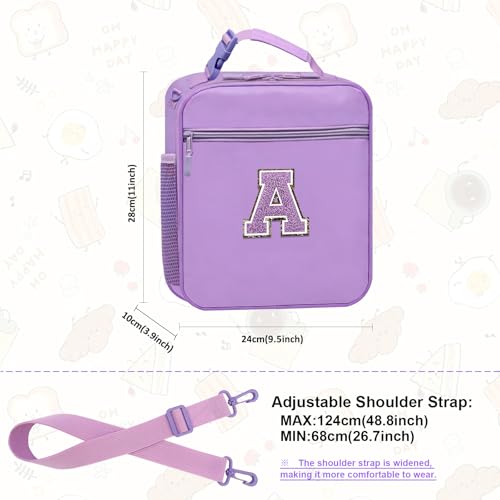 Lunch Box for Women Girls Adult Teens Kids Lunch Bag School Work Picnic Meal Food Container Carrier Purse Cooler,Insulated Lunch Tote with Handheld Shoulder Strap Water Bottle Holder Purple A - color: 07-Purple A