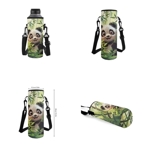 Panda Backpack for Girls Boys Backpack with Lunch Box Water Bottle Pouch and Kawaii Pencil Case 4PCS Set Cute Bookbag with Front Pocket for School 17 inch Large Sturdy School Bag for Kids - color: Bamboo Panda