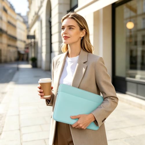 RAINYEAR Laptop Sleeve Case 13.3 Inch, Protective Portable Case with Front Pocket, Briefcase Handbag Laptop Bag Compatible with 13.3-14 Inch Laptop PC, 14 Inch MacBook Pro M5 M4 M3 M2 M1, Mint Green - color: Mint Green, size: 13.3-14 inch
