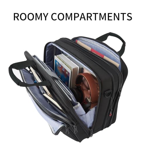KROSER 15.6 Inch Laptop Briefcase Computer Bag, Messenger Shoulder Bag | Water Repellent Polyester, Detachable Shoulder Strap, Luggage Strap Design for Business, College, Men & Women-Black-Red - color: Black/Red, size: 15.6 INCH