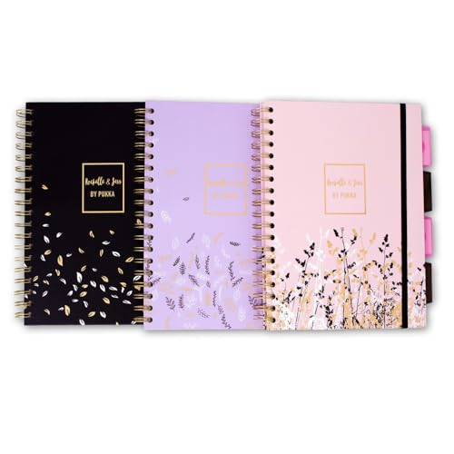Pukka Pad 5 Subject Spiral Notebook 12-Pack - 200 Pages, 100 Sheets of 80GSM Paper with Repositionable Dividers & Perforated Edges for Office Planning & Organization - B5-7 X 10, Rochelle & Jess - color: Rochelle & Jess