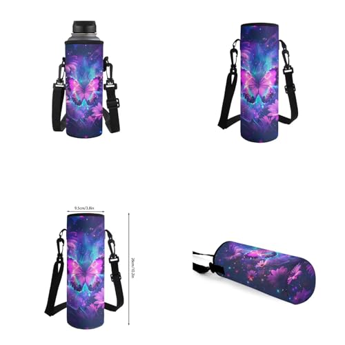 Galaxy Butterfly Backpack for Girls Kids Backpack with Lunch Box Water Bottle Pouch and Soft Pencil Case 4PCS Set Bookbag with Front Pocket for School Teens 17 inch School Bag with Side Pocket - color: Aesthetic Galaxy Butterfly and Flower
