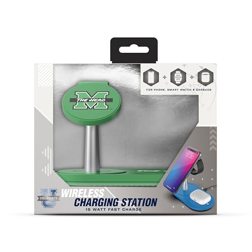 SOAR Collegiate 3-in-1 Wireless Charging Station - color: Marshall Thundering Herd