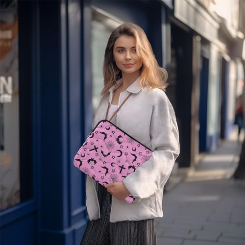 Cute Laptop Sleeve 13 inch Bats Crosses Stars Gothic Laptop Bag 14 inch Waterproof Computer Bag for Women Laptop Accessories Computer Cover Bag for Tablet Men, A06D24018 - color: Bats Crosses Stars Gothic