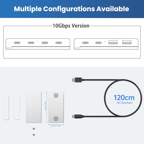 EJAY 5-in-1 Magnetic USB 3.0 Hub with SD/TF Card Reader, 5Gbps USB Data Hub for Desk, Magnetic Hub for PC Case, Powered USB 3.0 Hub Desk Mount for MacBook, PC, 3-Way Mounting, Silver - color: Silver