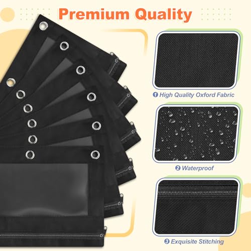 Shemira Pencil Pouch for 3 Ring Binder, 36 Pack Black Pencil Pouches Bulk, Pencil Pouch with Smooth Zipper, Zipper Pencil Pouches, 3 Ring Binder Pencil Pouchs, Clear Window Pencil Case Pouch - color: Black