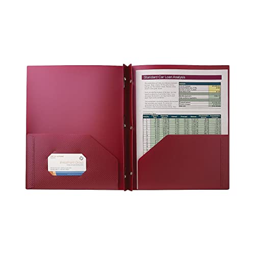 Staples 2-Pocket Presentation Folder with Fasteners, Letter Size, Durable Paper Folder for Reports & Projects, Burgundy