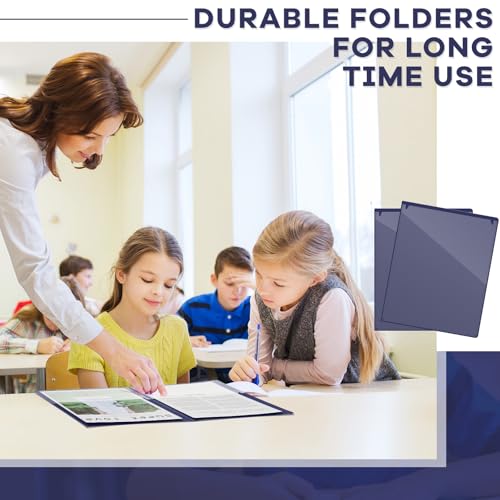 Henoyso 100 Pcs Folders Take Home Heavy Duty 2 Pocket Homework Folder for Students Parent Teacher Communication, 11.8 x 9.45 Inch(Dark Blue) - color: Dark Blue