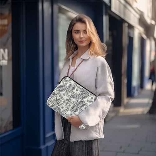 Cute Laptop Sleeve 13 inch Money Hundred Dollar Bill Laptop Bag 14 inch Waterproof Computer Bag for Women Laptop Accessories Computer Cover Bag for Tablet Men - color: Money Hundred Dollar Bill