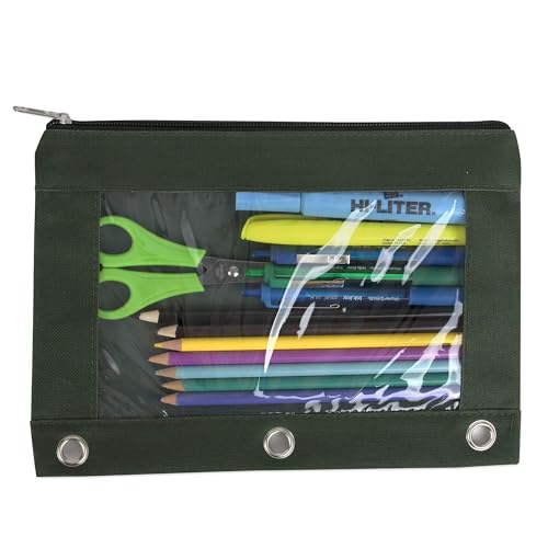 Trail maker 25 Pack Clear Pencil Pouch for 3 Ring Binder Bulk Pencil Pouch Bags for Binder with See Through Window and Zipper | Pencil Pouches for Office, Budgets