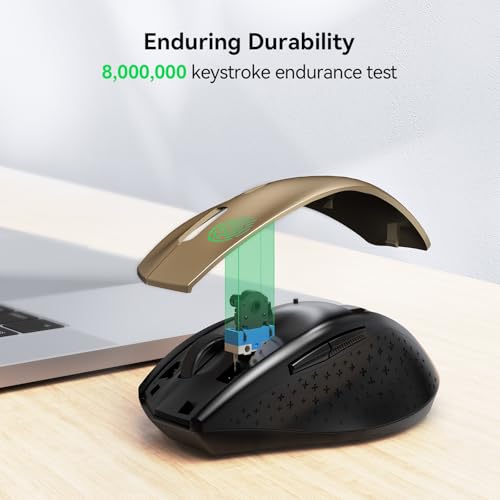 TECKNET Wireless Mouse, 2.4G USB Computer Mouse with 6-Level Adjustable 4800 DPI, 30 Months Battery, Ergonomic Grips, 6 Buttons Portable for PC, Chromebook, Mac - Gold Black - color: Gold