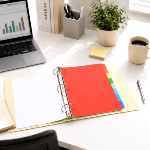 SUNEE 8 Tab Binder Dividers,Plastic Dividers for 3 Ring Binder,3 Ring Binder Dividers with Tabs for School Office Home Supplies,Bright Color, 2 Set