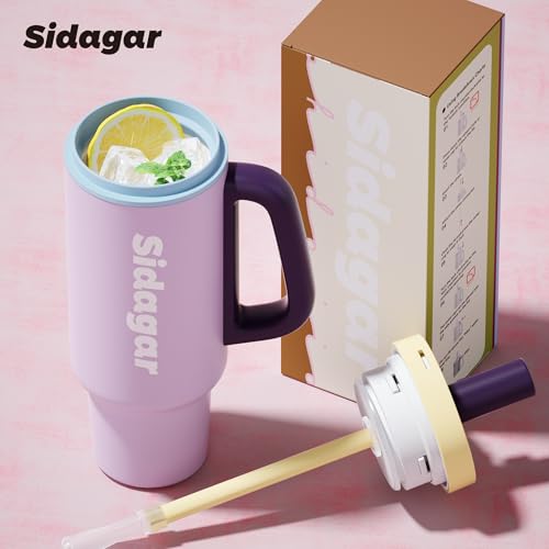 36oz Insulated Tumbler with Handle, Stainless Steel Water Bottle, Leak-Resistant Travel Coffee Mug with Push Button Lid, Cup Holder Friendly for Tea & Daily Use, Purple - color: Lavender Mist