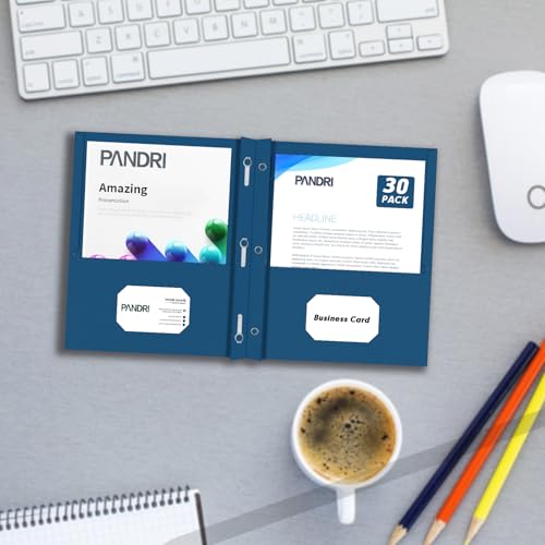 Two Pocket Folders, PANDRI 30 Pack Two Pocket Folders with Prongs, 3 Prong Folders Designed for Office and Classroom, Letter Size Darkblue - color: Darkblue