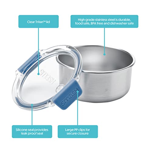 Smash Stainless Steel Snack Pot, Blue, 200 ml/ 6.7oz Capacity (Pack of 2) - color: Blue, size: 2 x 200 ml (6.7 fl oz)