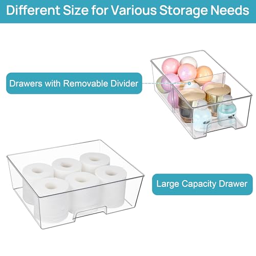Vtopmart 5pack Easily Clear Storage Dawers - style: 3 Wide+2 Small