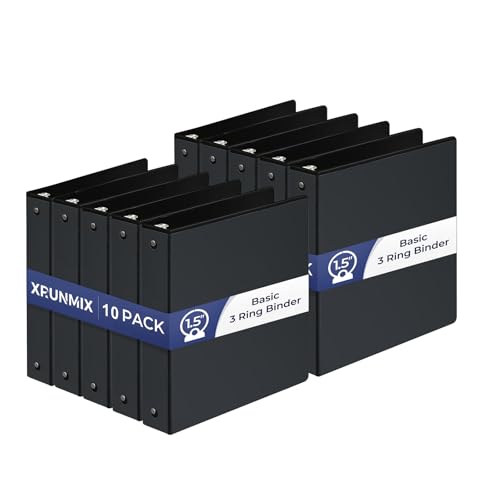 Bulk 10 Packs 1-1/2 -Inch 3-Ring Binder with Pockets, 1.5 inch Premium View Binders, Holds up to 325 Sheets US Letter Size 8.5 x 11'' for Office/Teachers/Students (Black - 10 Packs) - color: Black - 10 Packs