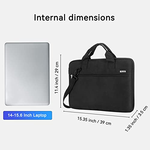 Voova Laptop Bag 15.6 Inch, 360° Protective Laptop Case Sleeve Compatible with MacBook Air 15 M2/M3/M4, MacBook Pro 15/16, 15-16” Lenovo Dell Hp, Waterproof Computer Bag Slim Briefcase, Black - color: Black, size: 14-15.6 inch