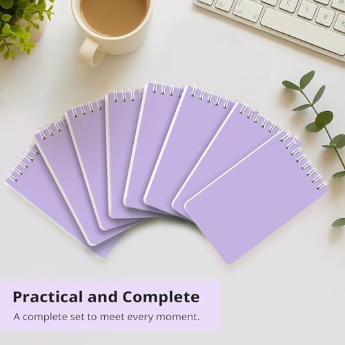 Taja Set of 8 Mini Pocket Notebook Top Spiral Nursing Notepads | Lilac Purple 3" x 5", Mini Little Spiral Notebook, Nursing Notepad, Perfect for Work, School, Office, Nurse, Travel - color: H.Lilac Purple