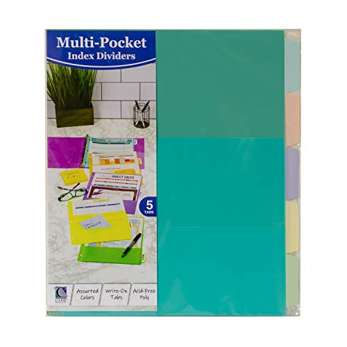 C-Line Bright Multi-Pocket 5-tab Index Dividers (Pack of 2) - size: 8.5" x 11" (A4) (Pack of 2)