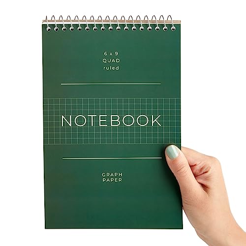 Juvale 6 Pack Quad Ruled 6x9 Inch Top Bound Spiral Graph Paper Notebook - 80 Sheets / 160 Writable Page Steno Notepads for Writing, Sketching, Drawing, School Supplies (6 Colors)